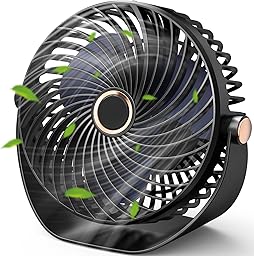 Ventilador de Mesa, Mini Ventilador USB Silencioso, 5 Velocidades,Personal Portátil Ventilador de Escritorio, para Oficina/Hogar/Viajar/Acampar/Cocina, Alimentado por USB (Negro)