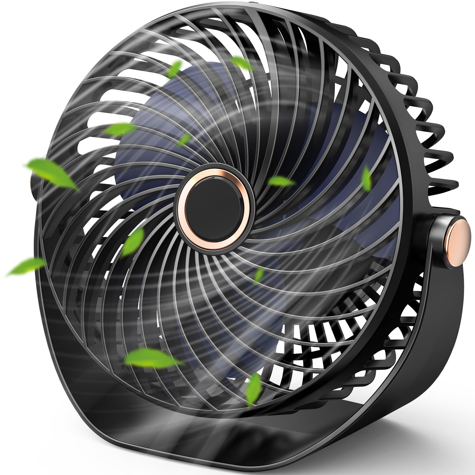 Ventilador de Mesa, Mini Ventilador USB Silencioso, 5 Velocidades,Personal Portátil Ventilador de Escritorio, para Oficina/Hogar/Viajar/Acampar/Cocina, Alimentado por USB (Negro) - 1