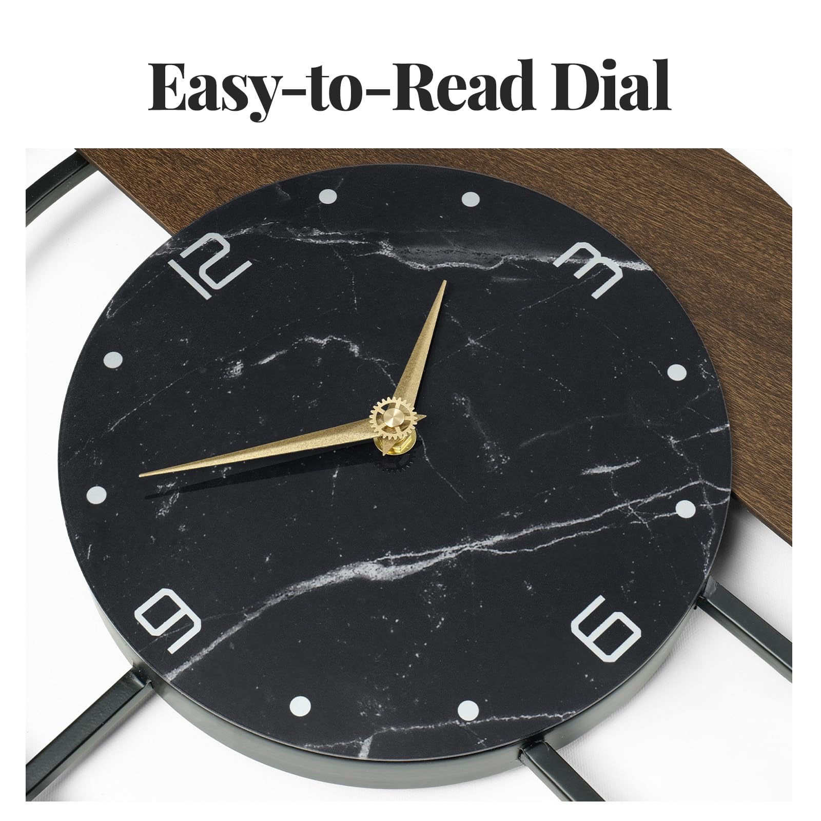 Cuspin Große Wanduhr, 76,2 cm, modernes Walnussmarmor-Zifferblatt, dekorative Uhr