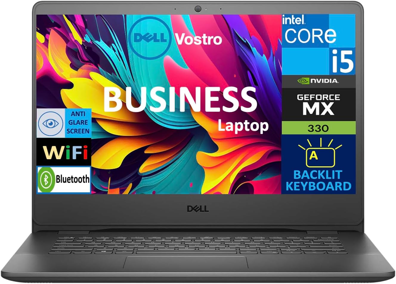 Dell Vostro 14-inch Business Laptop, Intel Core i5-1135G7, 16GB RAM, 512GB PCIe SSD + 1TB HDD, GeForce MX330, Backlit Keyboard, WiFi, Bluetooth, Webcam, SD Reader, USB 3.1, Win 10 Pro