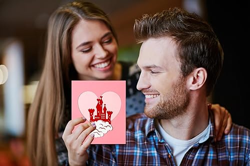 Miniatura 2 de FLYAB Tarjeta desplegable para el día de San Valentín, castillo, tarjeta de San Valentín para su novia, esposa, tarjeta romántica de aniversario