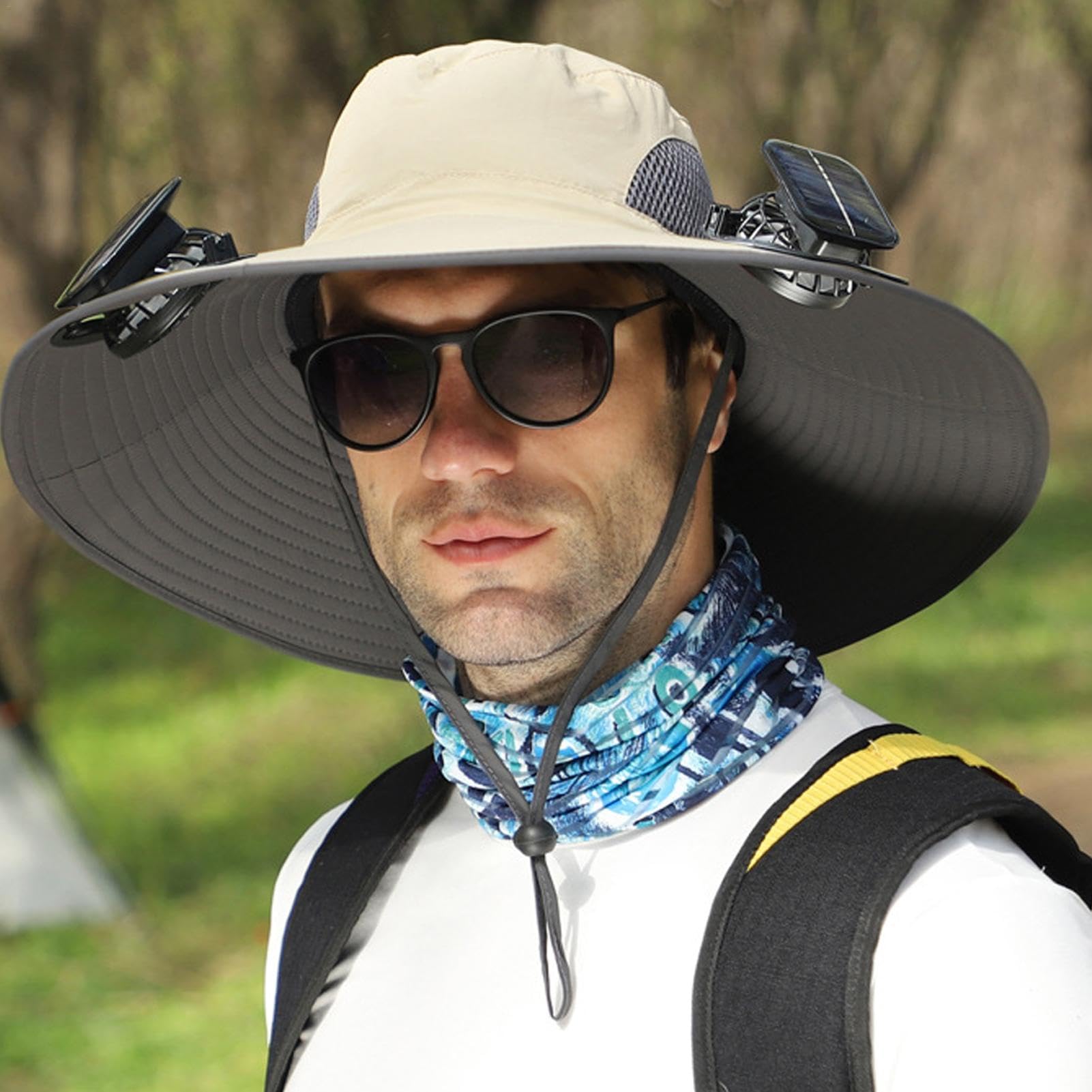 Cappello da Sole da Uomo e Donna, Cappello con Ventilatore Solare | cappello da ventilatore solare a tesa larga – cappello estivo cappello da pesca all'aperto a tesa larga cappello da trekking,