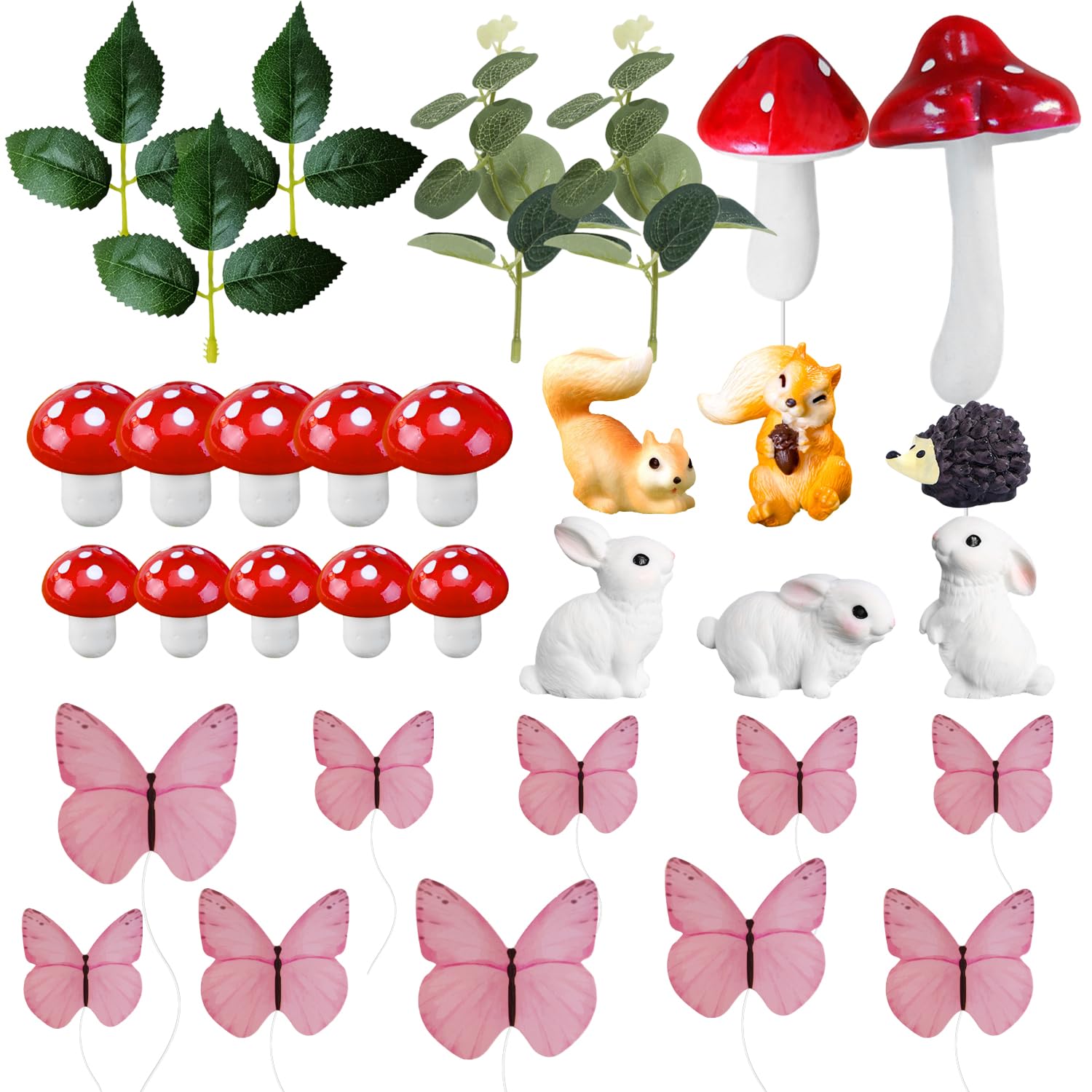 Gyufise Set di 4 decorazioni per torta di compleanno con animali del bosco, decorazioni per baby shower, decorazioni per feste in bosco