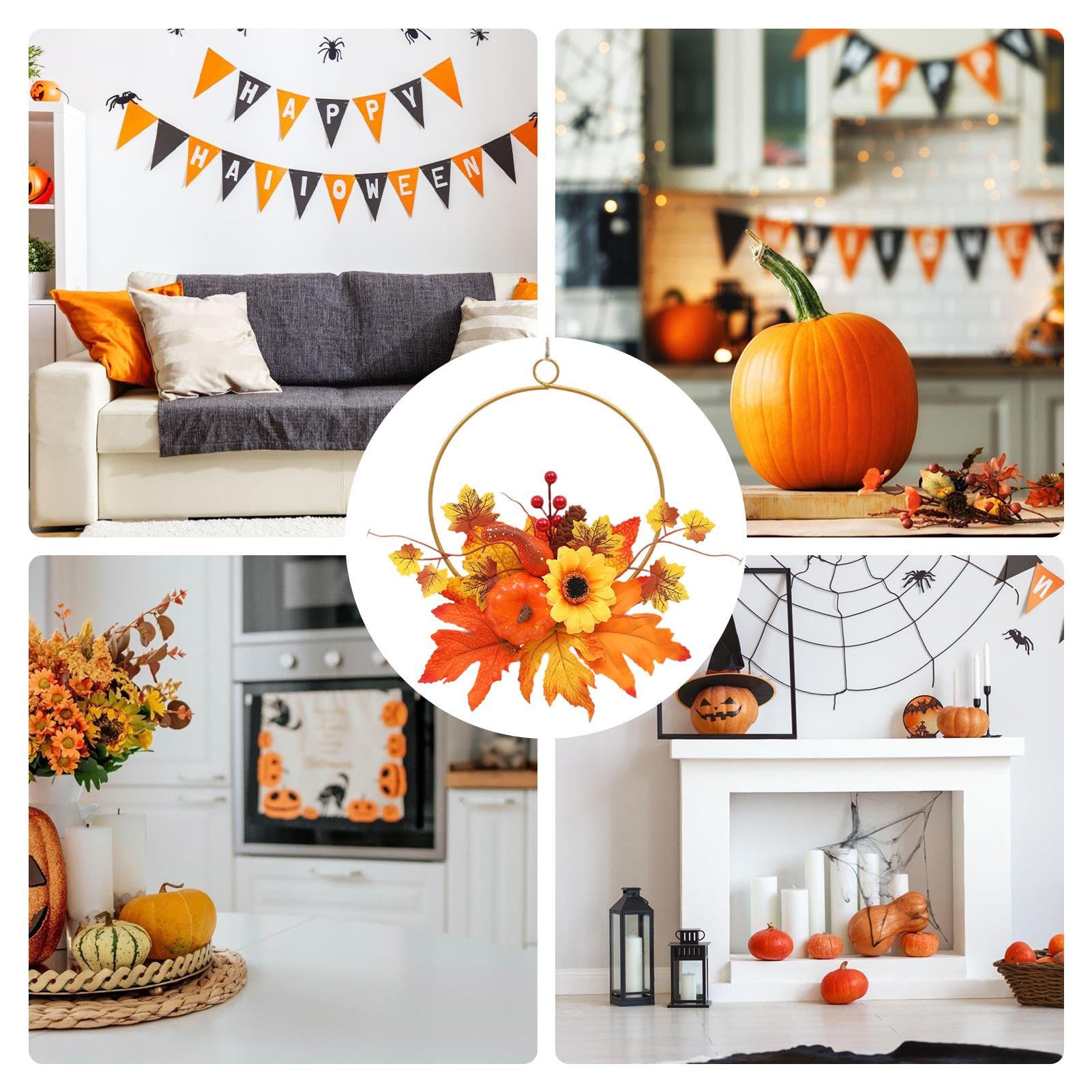 Herbst Türkranz 40cm Mit Pfingstrosen & Kürbissen - Saisonale Deko Für Haustür