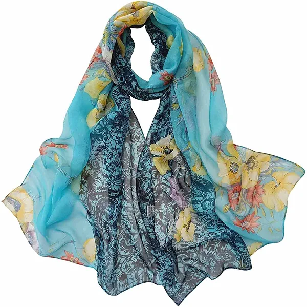 Pokeedioty Scarfs for Women Lightweight Fashion Floral Pattern Sheer Scarfs Shawl Wrap Scarves
