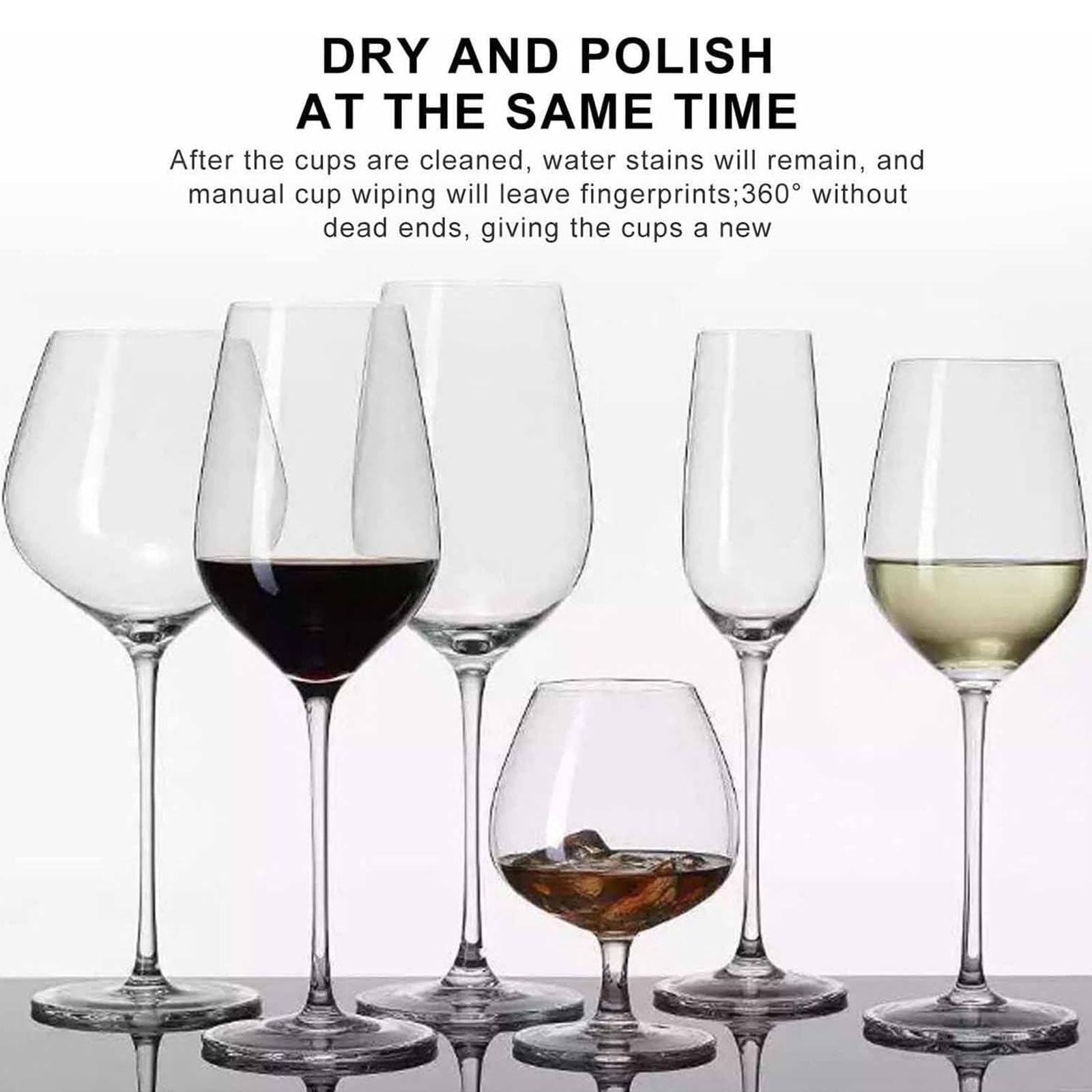 Máquina pulidora eléctrica de copas de vino, secadora automática eléctrica, máquina pulidora de copas de vino comercial, 330/660 tazas/h, incluye 5/8 cepillos, limpieza de 360° sin ángulos muertos