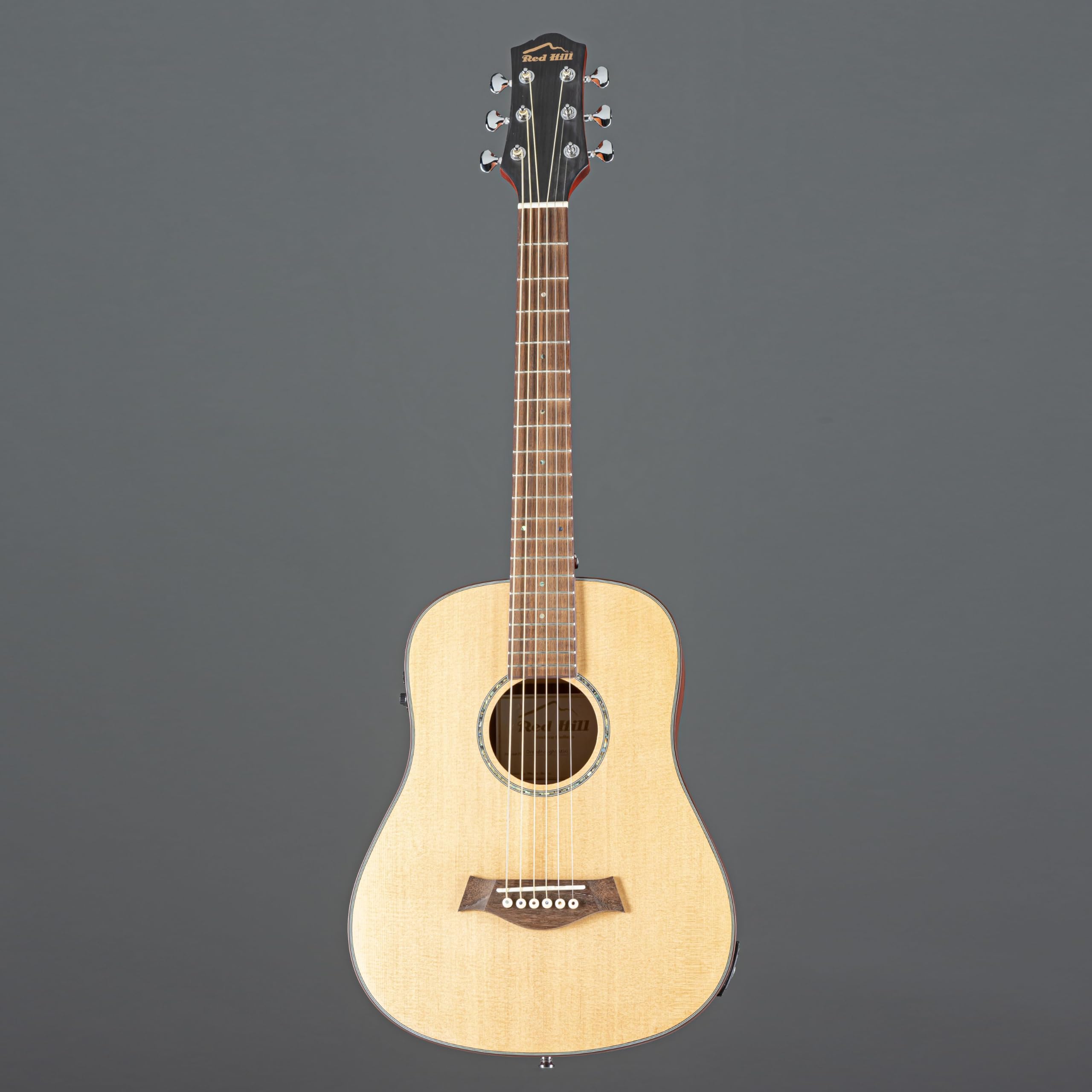 Red Hill Westerngitarre, Akustik-Gitarre für Anfänger und Einsteiger, 3/4 Gitarre, Dreadnought Mini mit Natural Fichtendecke, ideal als Reisegitarre
