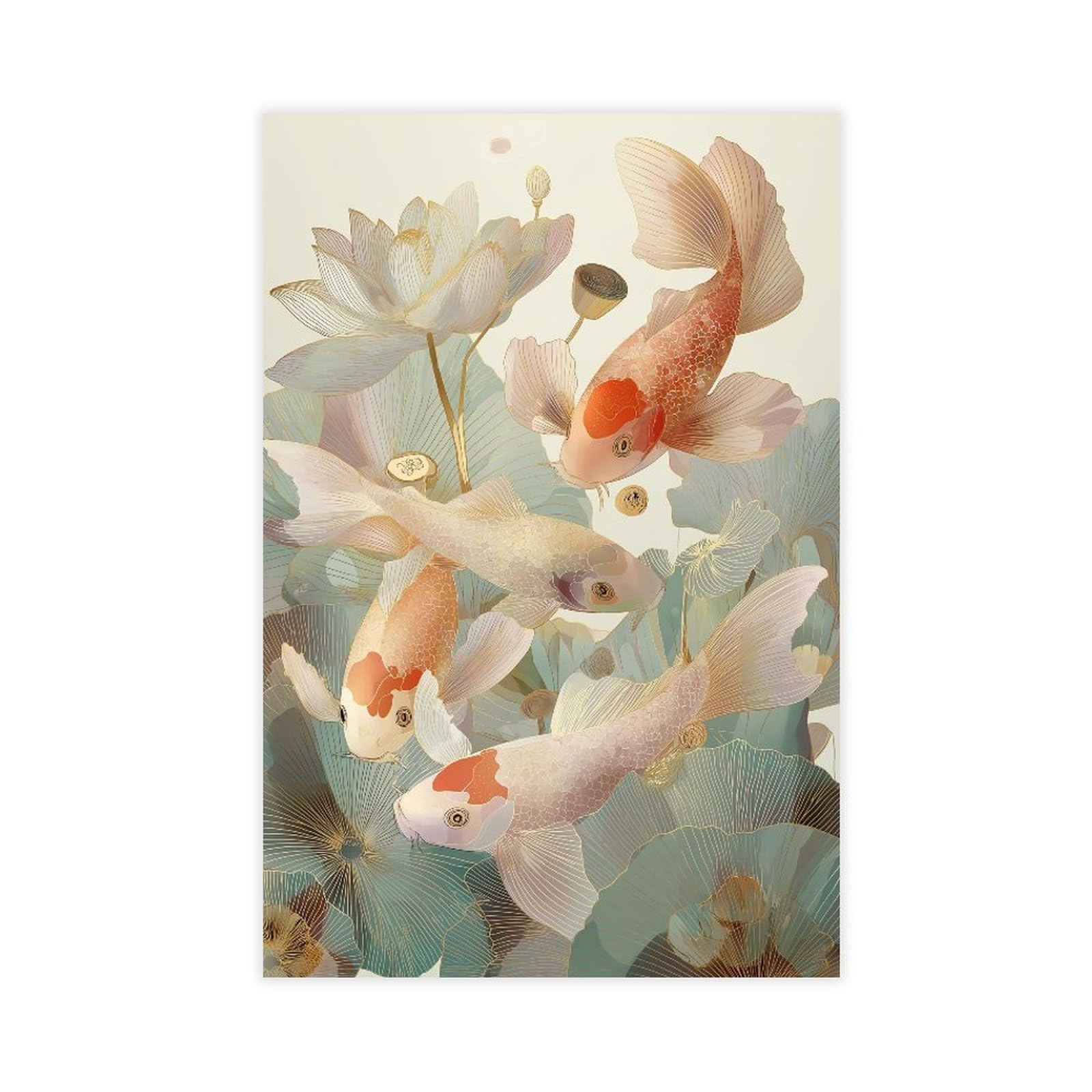 YWTJAX Japanese Koi Fish Poster Canvas Poster for Dorm Room Decor Gift