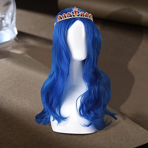 Miniatura 4 de KDLCY Evie - Disfraces de los descendientes para niñas, pelucas de cosplay para niñas, peluca de cosplay con corona para disfraces de Halloween y
