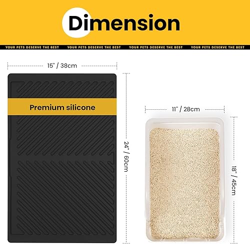 Miniatura 2 de Tapete de silicona para gatos – Fácil de limpiar, tapete de goma duradera para atrapar arena de gatos para caja de arena, diseño mejorado de ranura