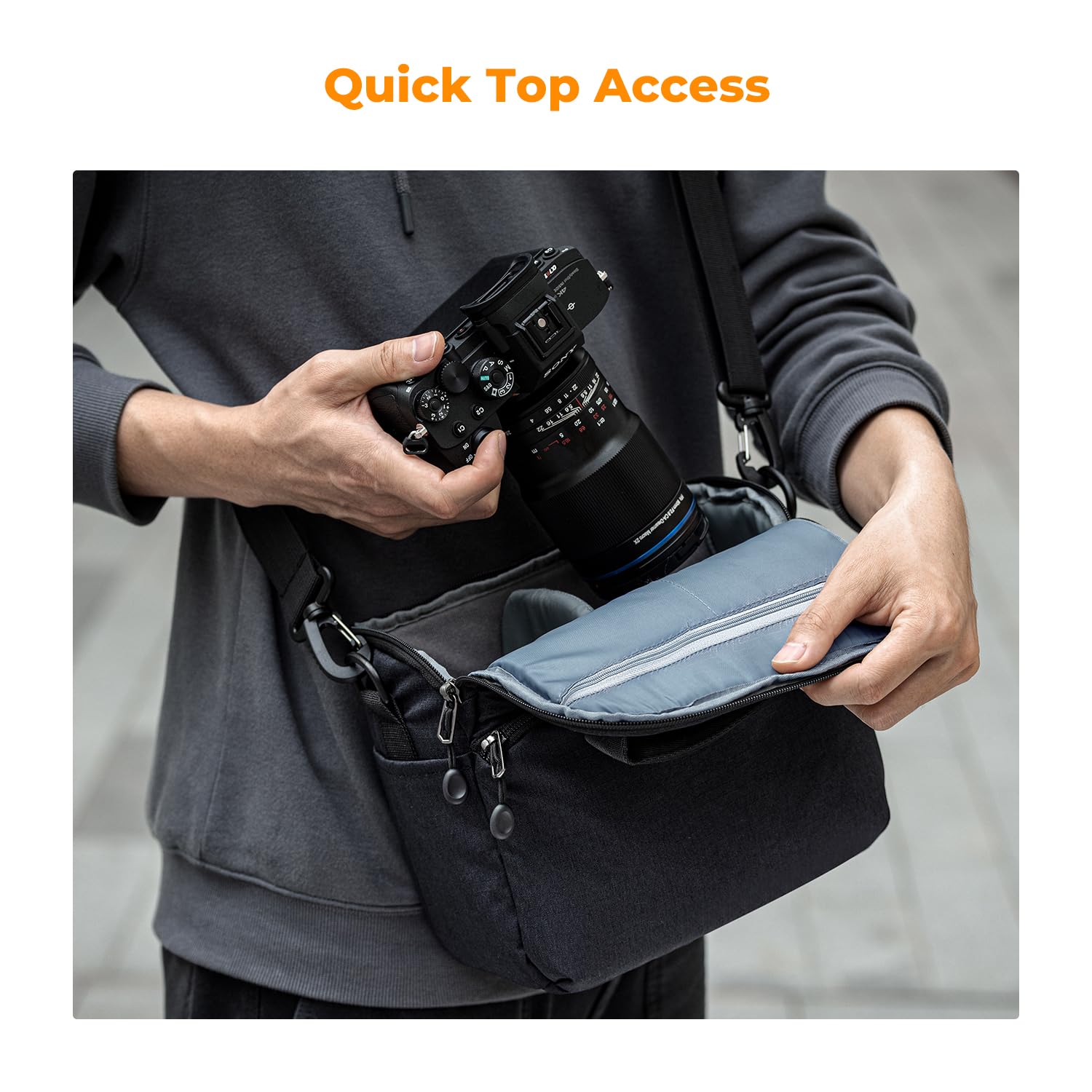 K&F Concept Plecak na aparat, torba na ramię, torby fotograficzne, prostokątne etui kompatybilne z plecakiem dronowym, Niebieski czarny, Plecaki typu Sling