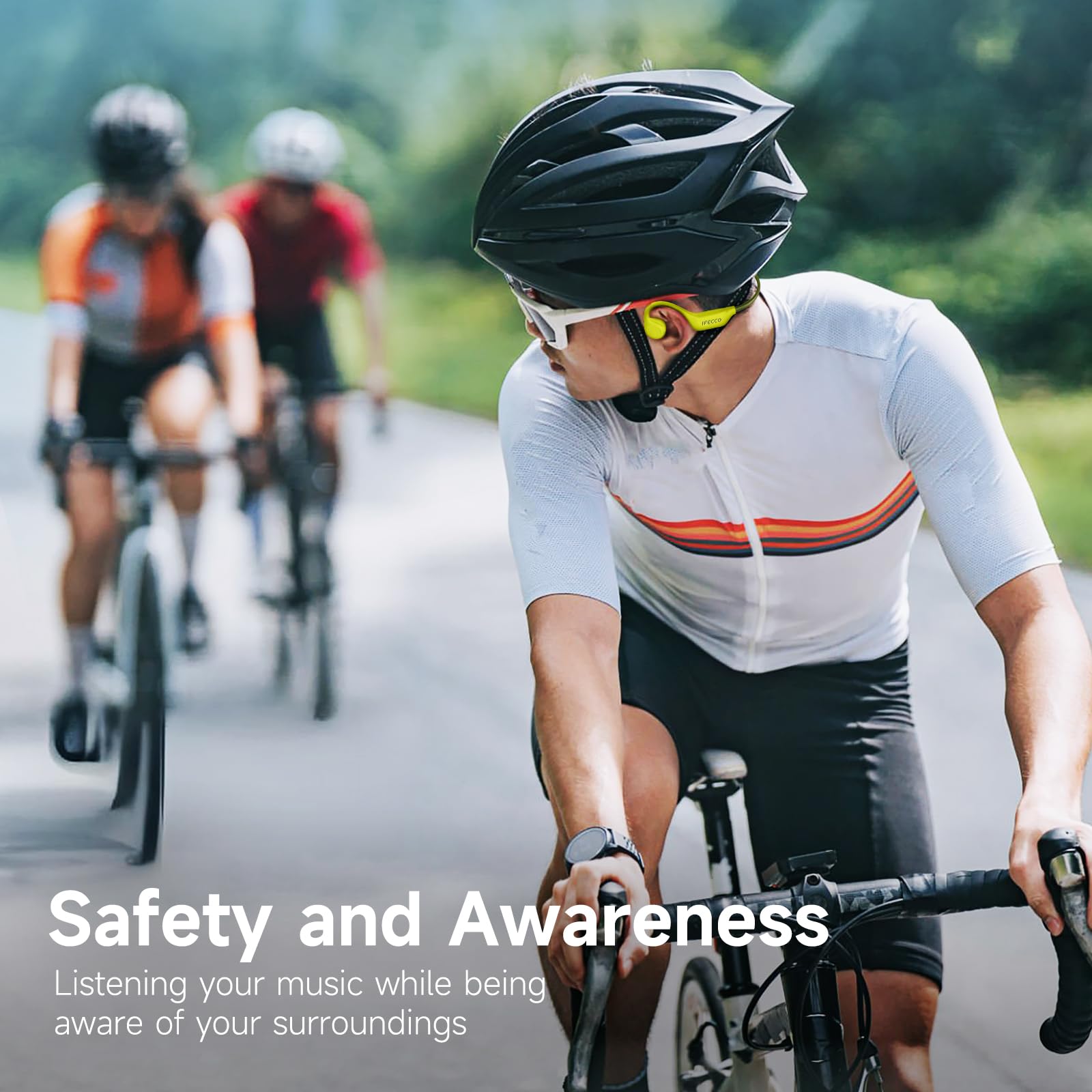 IFECCO Knochenschall Kopfhörer - Bone Conduction Headphones Bluetooth 5.4,IPX5 wasserdichte Knochenschall Headset mit Mikrofon,Sport Kopfhörer für Läufer Radfahren Fahrrad