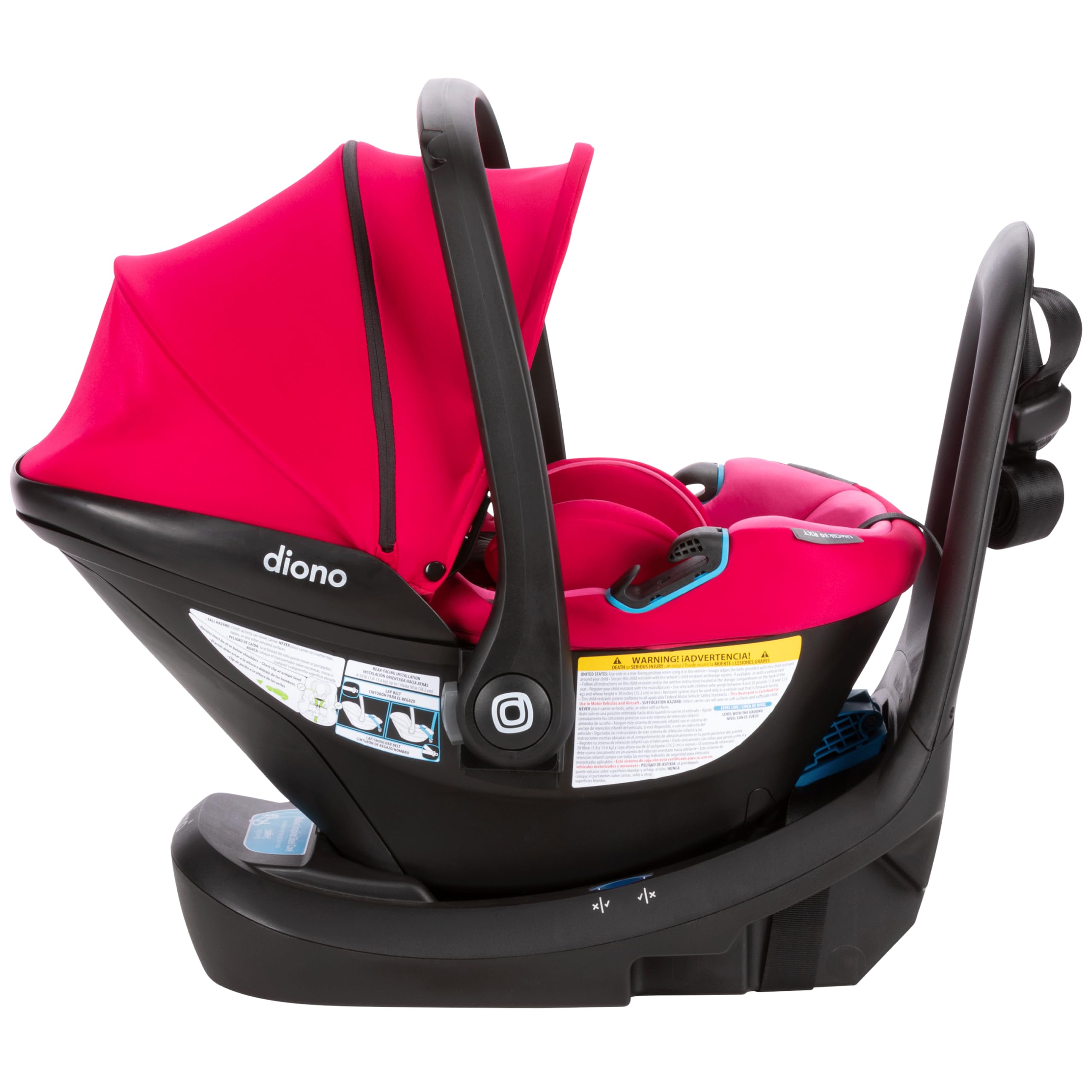 Diono LiteClik30 RXT SafePlus Infant Car Seat and Base, Rear-Facing for Infants 4-30lbs, SafePlus Engineering, with Infant Insert, UPF 50+ Sunshade (Pink Cotton Candy)