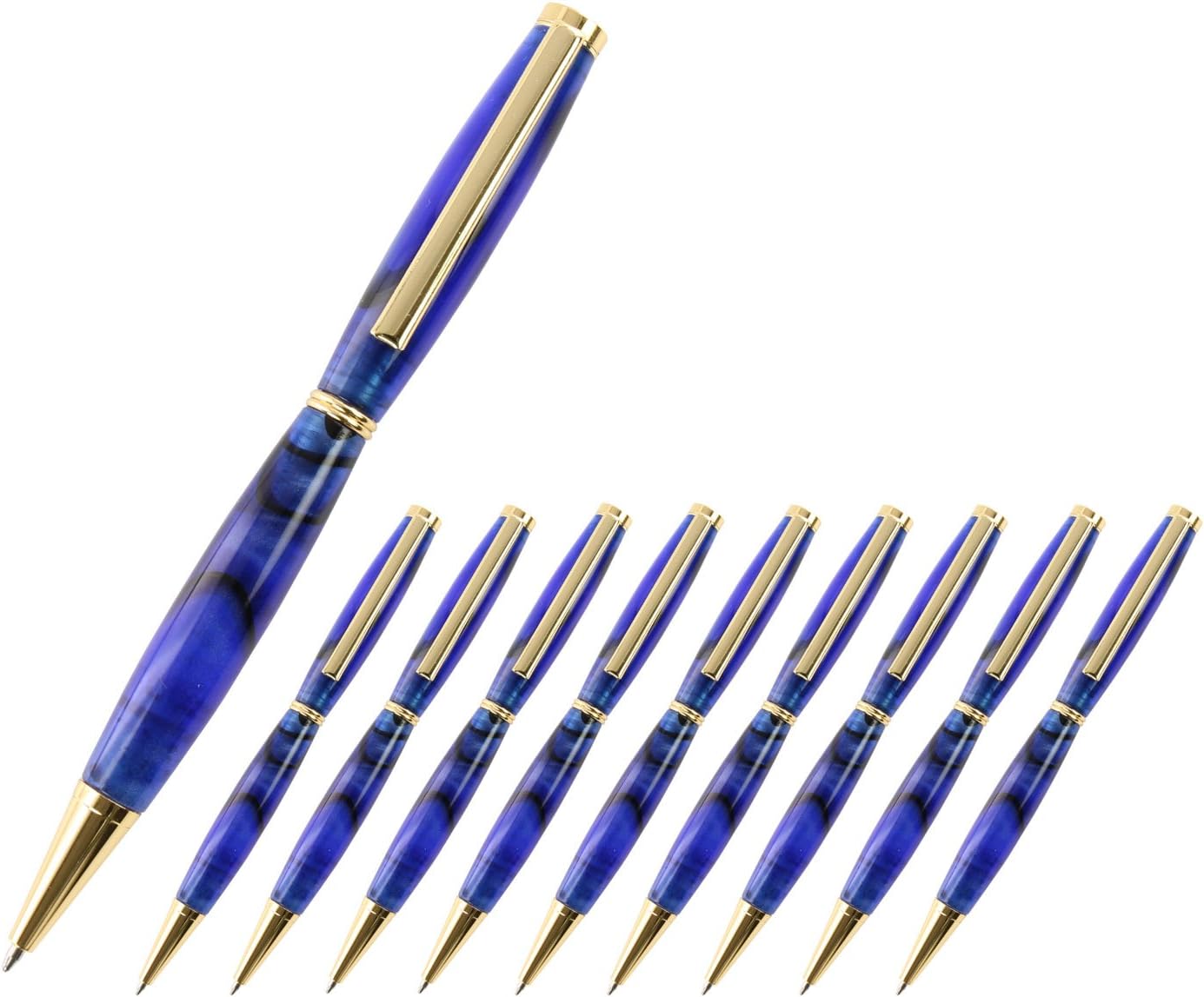 Legacy Woodturning, Slimline Pen Kit - Gold with Double Ring Band, 10 Pack