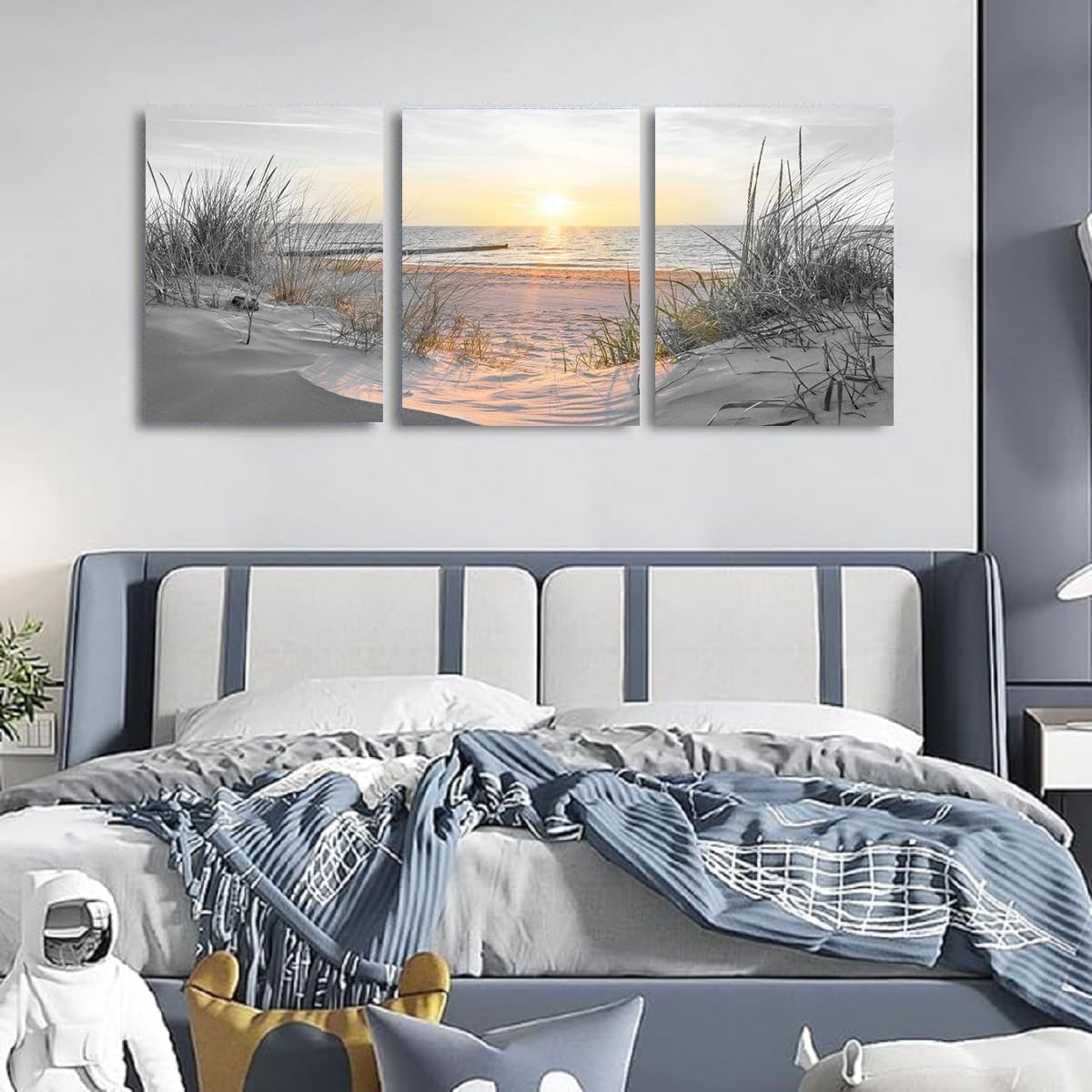 Yxbhhym Black and White Bathroom Wall Art Beach Picture Coastal Sunset Prints Ocean Postes for Living Room Decor Bedroom Seascape Artwork Sea Scene Painting Modern Office Decorations