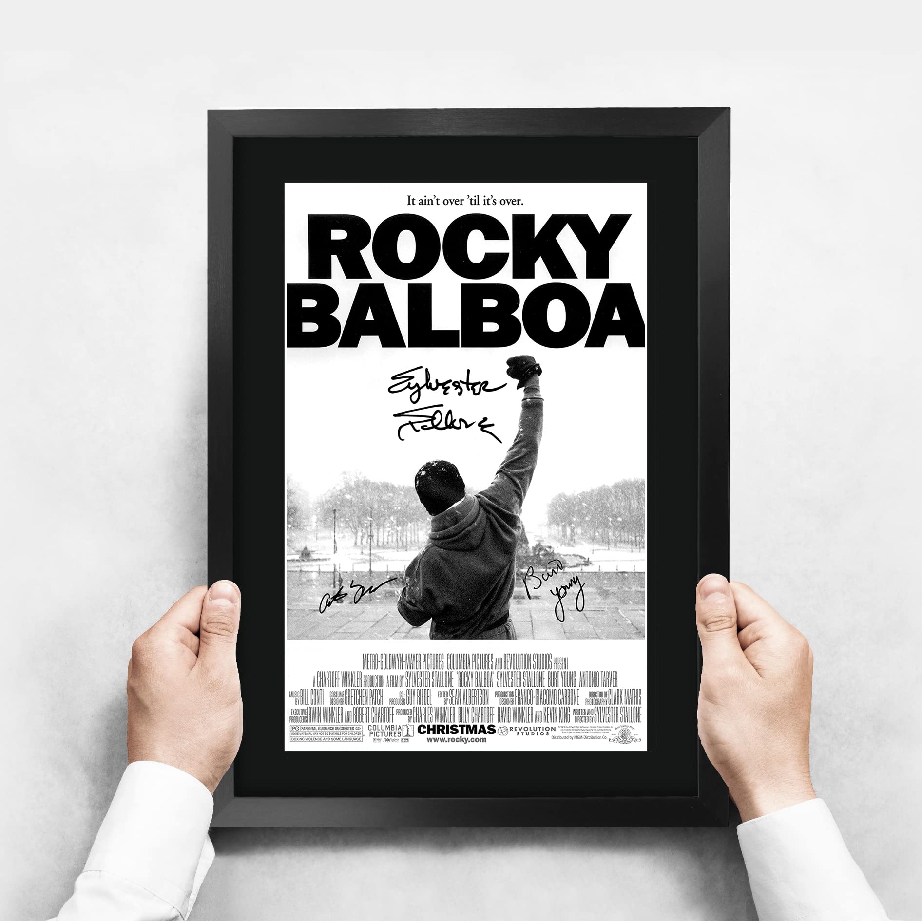 Poster Rocky Incorniciato Con Autografo Stallone - A3, Cornice Nera, Per Appassionati Di Cinema - Foto 10