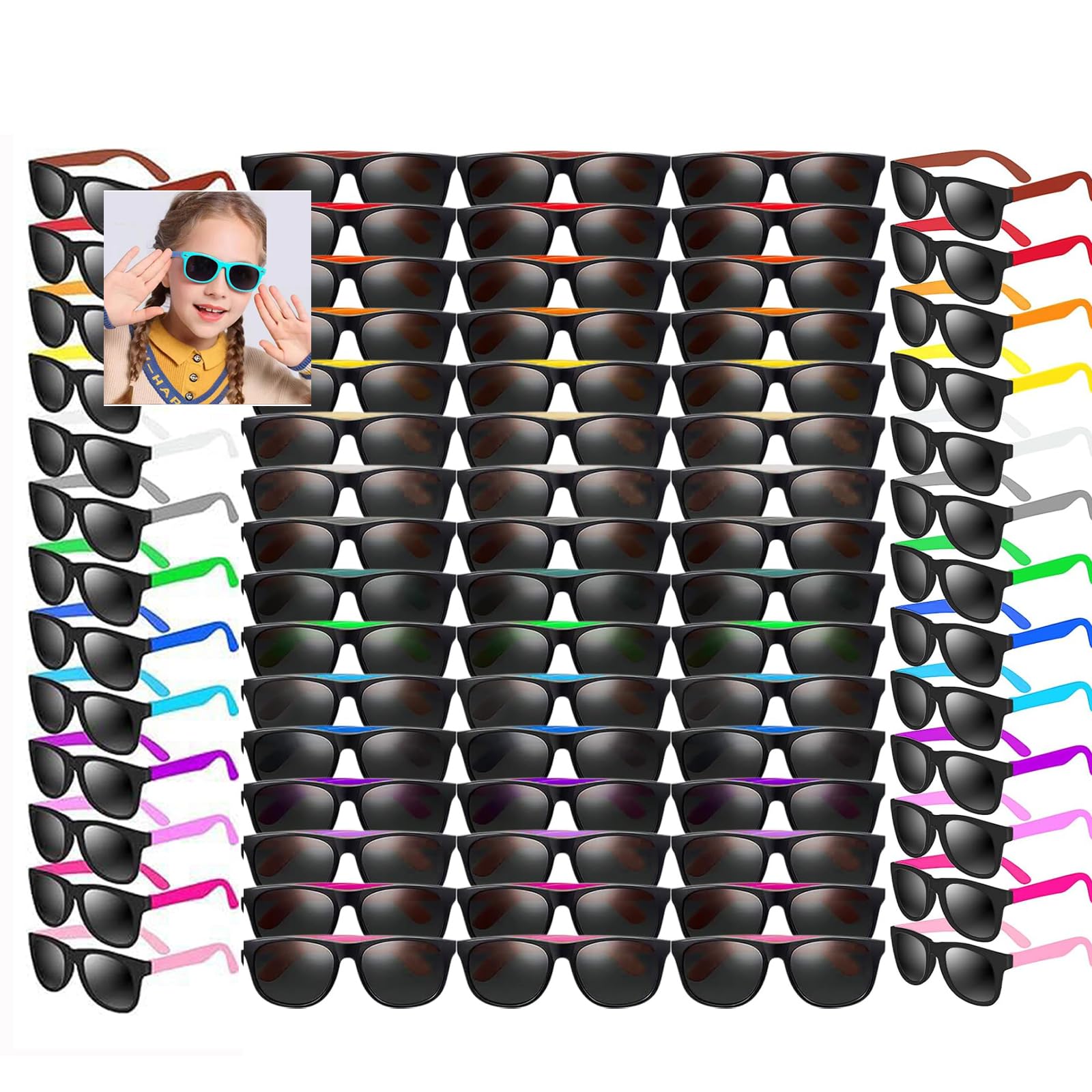 144 Stück Neon Sonnenbrille Party 24-Farben Neon Party Sonnenbrille 80'er Stil bunte Neuheit Sonnenbrille,Partygeschenke, Geschenktütenfüller,Kid Teen Erwachsener