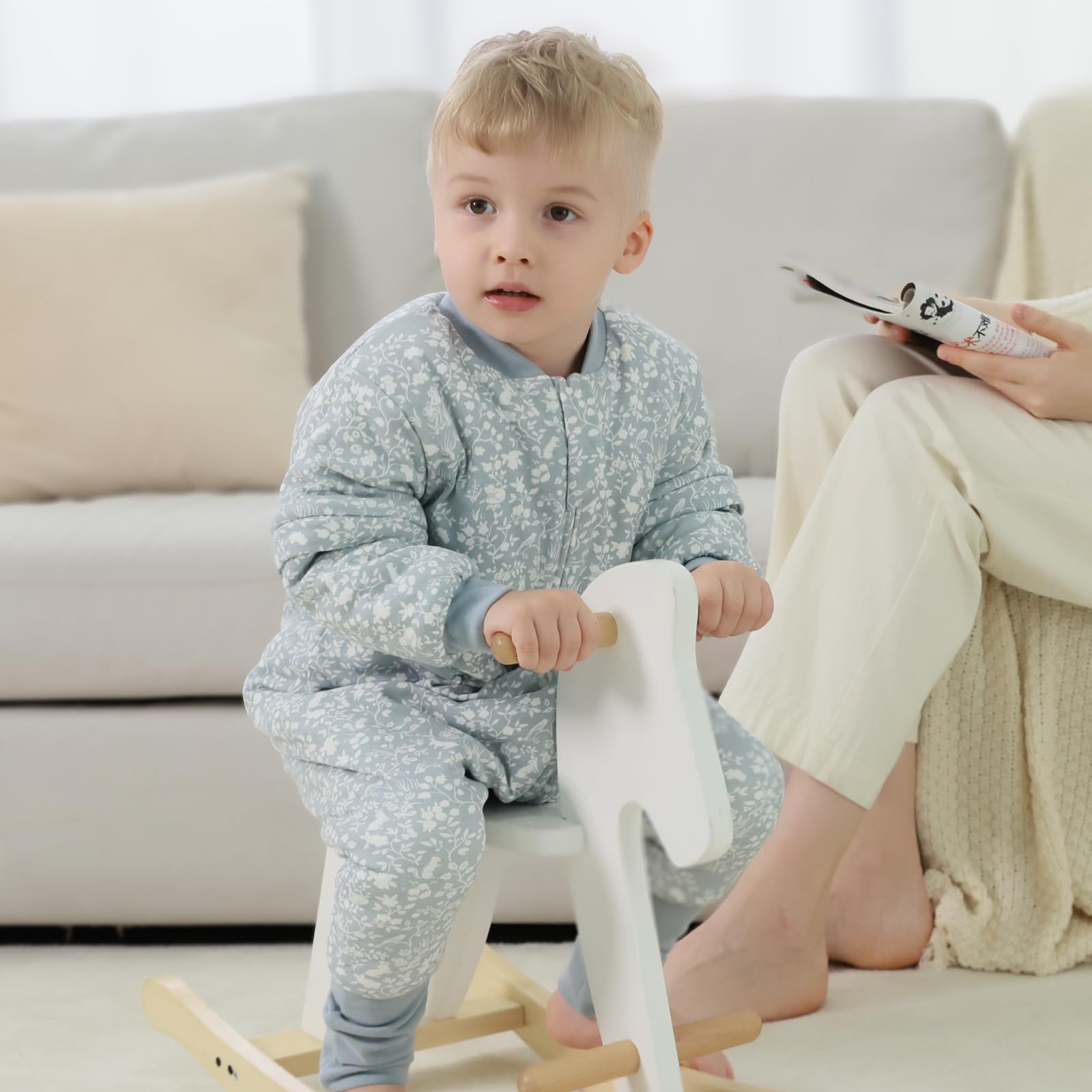 Mosebears Sacco nanna per bambino con gambe Sacco nanna per bambini foderato in caldo invernale con maniche staccabili, pigiama unisex per bambina