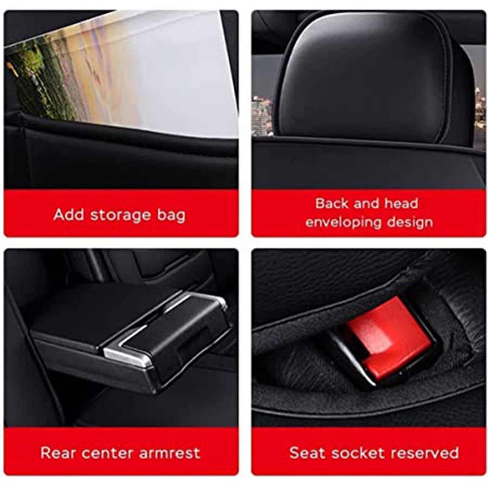 Auto Sitzbezüge Set für Audi A6 C4 4A A6 C5 4B A6 C6 4F A6 C7 4G A6 C8 Avant Allroad A8 D2 A8 D3 A8,5 Sitzer Autositzbezug Wasserdicht und Rutschfest,Autositzschoner aus PU Leder für Vorne und Hinten