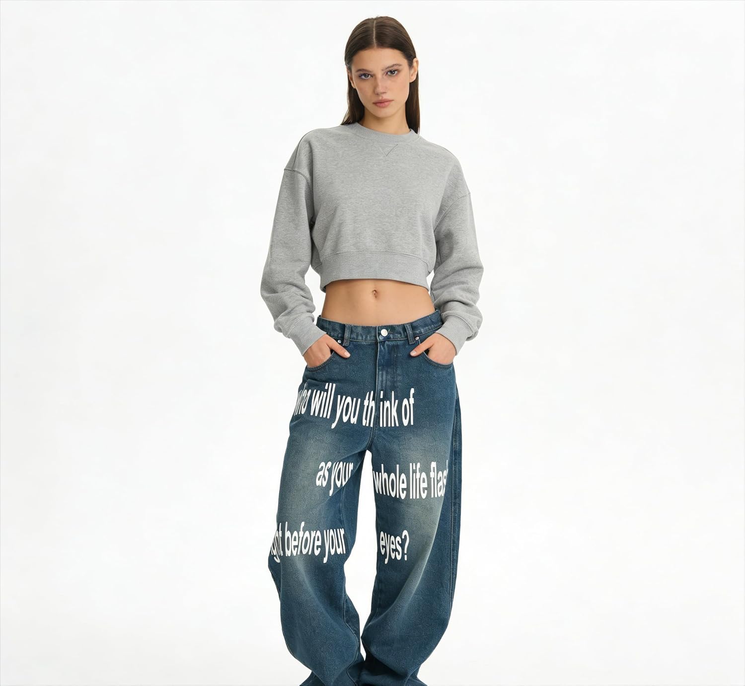 Unisex Y2K Letter Graphic Jeans Hip-Hop Baggy Oversize Punk Wide Leg Denim Pants Gothic Acid Wash Trousers