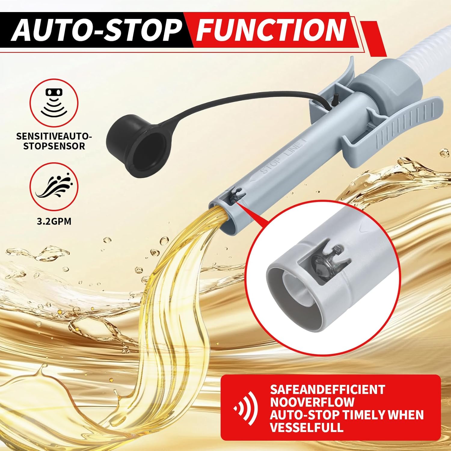 Wontolf Cordless Fuel Transfer Pump Battery Powered with Auto-Stop, Electric Fuel Pump with Storage Bag, Portable Gas Can Pump, Gasoline Gas Oil Transfer Pump, 3.2GPM & 51" Hose & 4 Adapters
