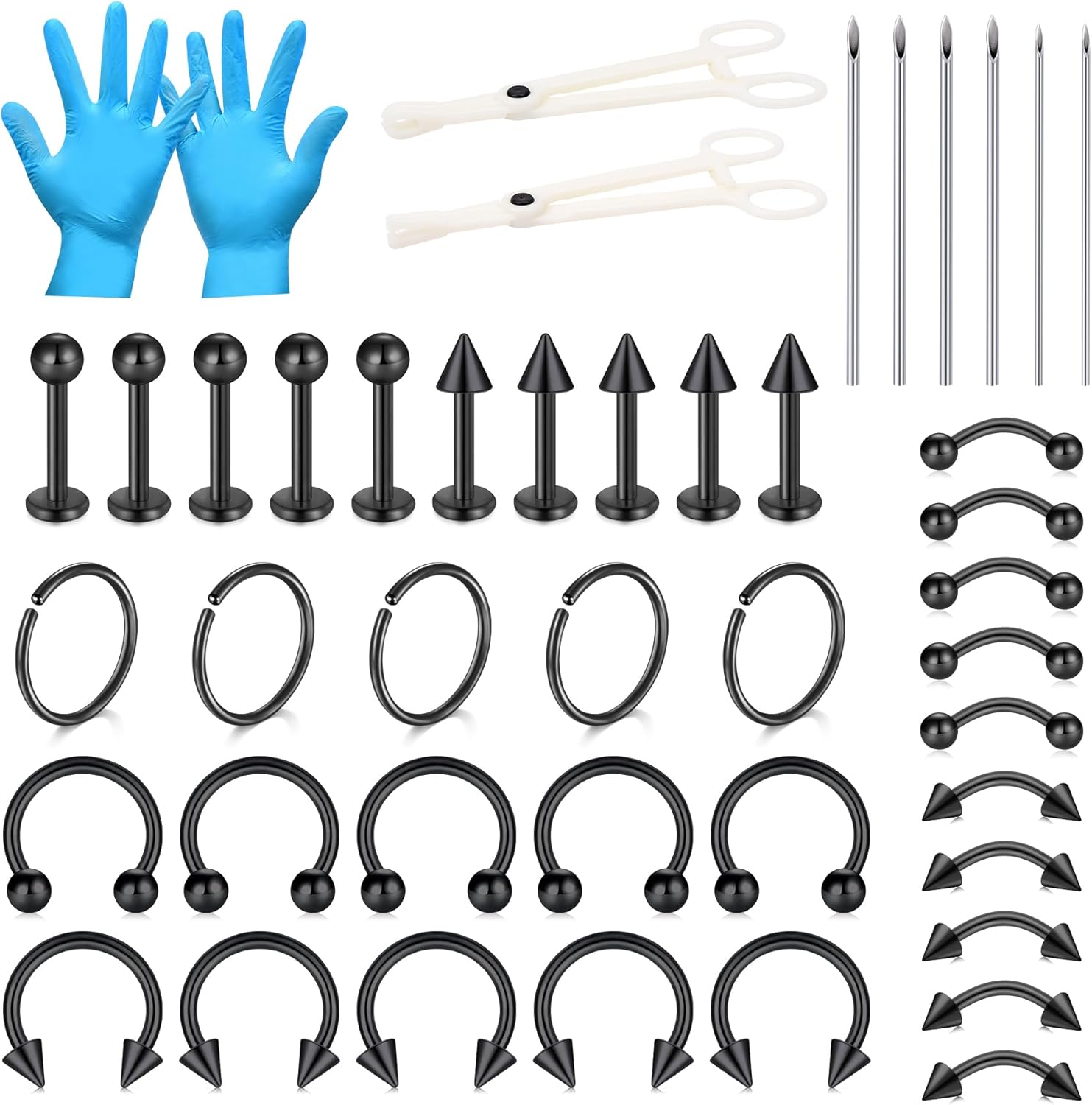 Kit Piercing Professionale 66-113 Pezzi - Acciaio Inox Per Ombelico, Lingua, Naso - Foto 12