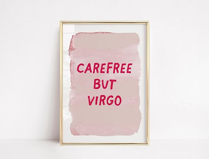 Virgo Funny Poster, Typography Quote Pink Zodiac print, wall art, living room, college dorms, Bedroom decor Horoscope Minimalist,62