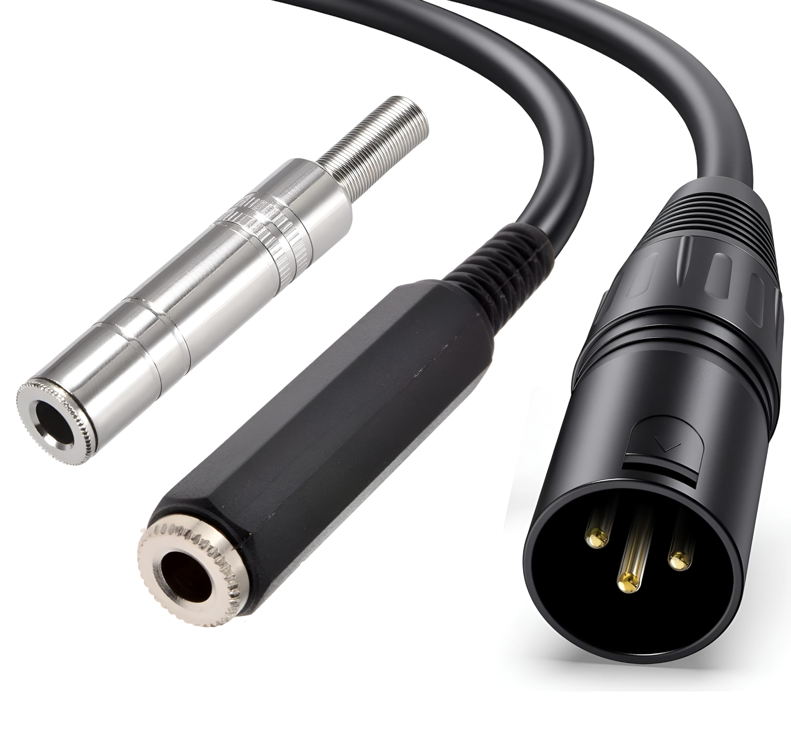 fdealz [ 0.3 Meter Cable + Connector ] XLR 3 Pin Male to 6.35mm Female Cable, XLR Male - 6.35mm Female Adapter, TRS 6.35mm to XLR 3 Pin Mono Audio Cable + 6.35mm Stereo Female Metal DIY Connector-image-22