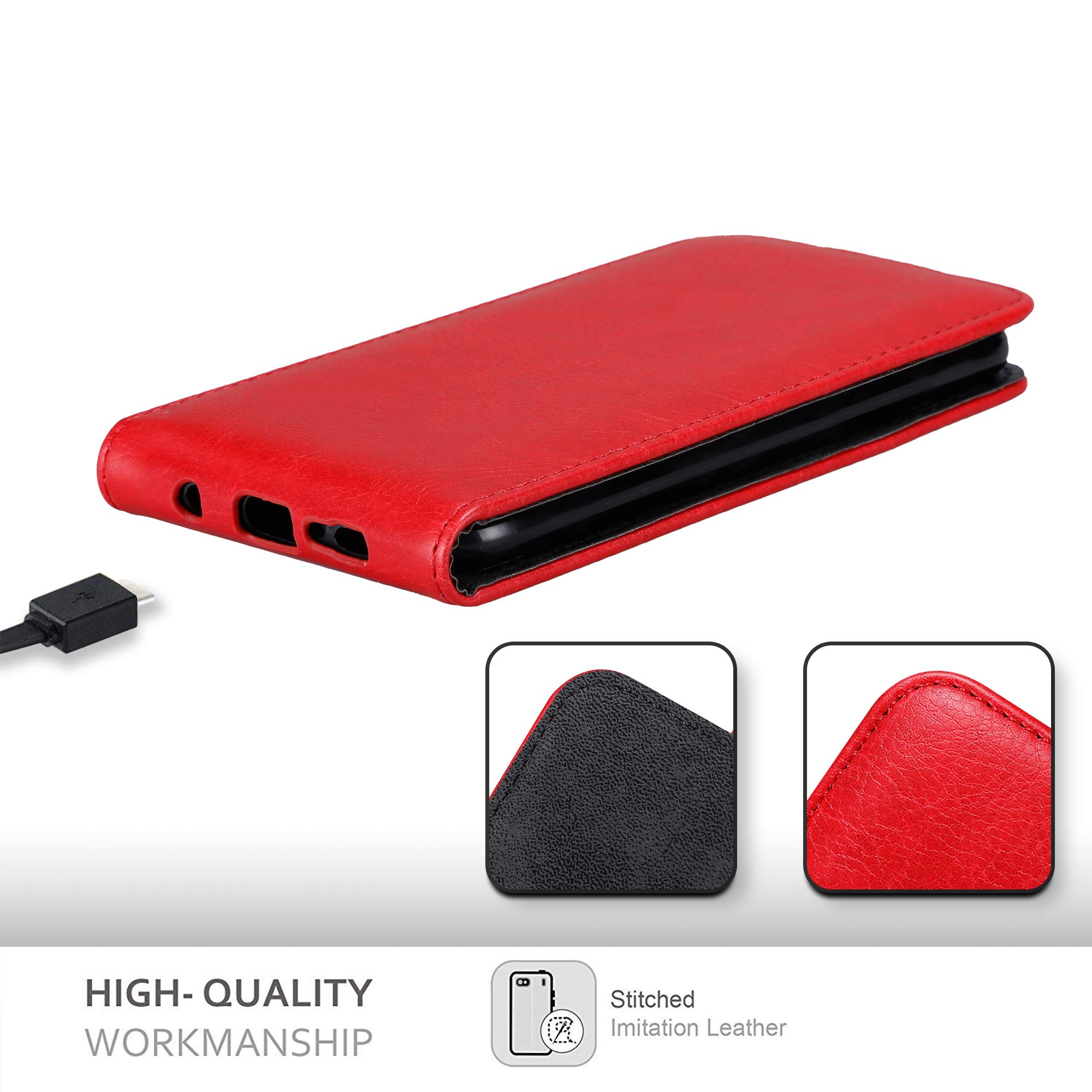 Cadorabo cover protettiva per HTC Desire 600 custodia in rosso per cellulare custodia cover posteriore borsa in