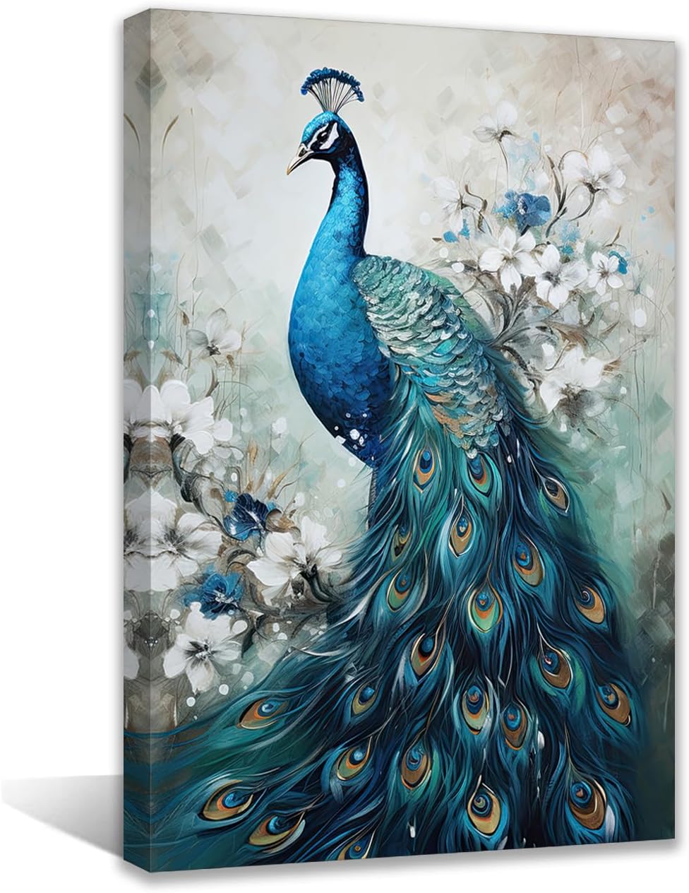 QIXIANG Peacock Pictures Wall Decor Elegant Peacock Canvas Paintings Art Animal Paintings Prints Bedroom Decor Framed Ready to Hang?Peacock C?16.00" x 24.00"? Peacock C 24L" x 16W"