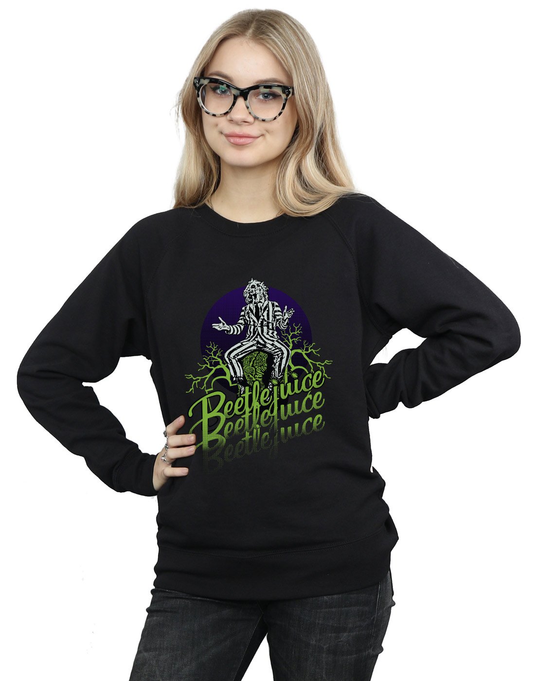 Absolute Cult Beetlejuice Women's Faded Pose Sweatshirt Black Medium