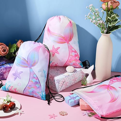 Miniatura 9 de Censen Juego de 24 bolsas con cordón a granel de 12 x 10 pulgadas, bolsas de regalo de princesa príncipe, corona, castillo, floral, bolsa de regalo