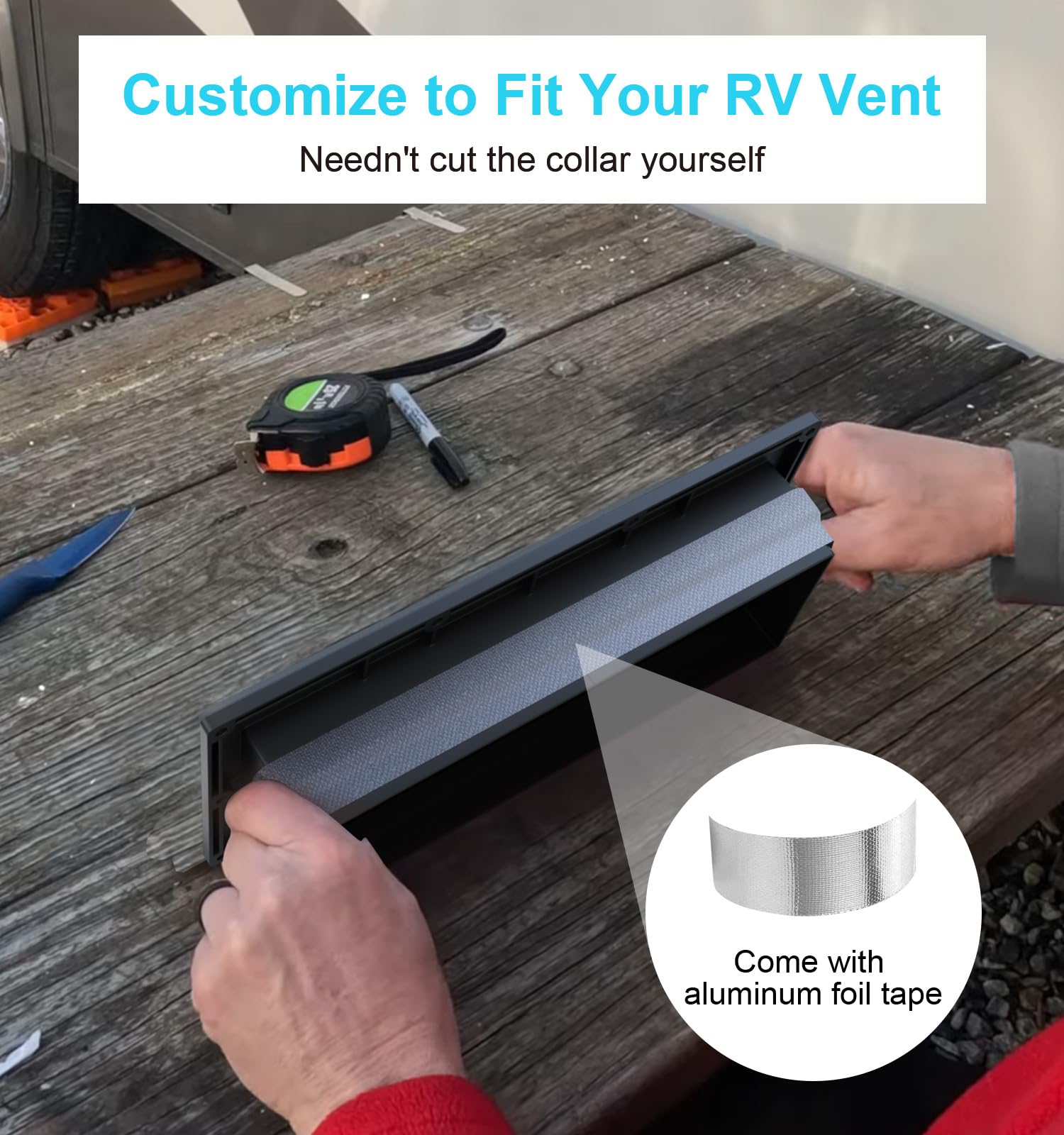 Cubierta de ventilación de aluminio para campana de escape de RV con cuello ajustable, amortiguador de bloqueo de profundidad, estufa, microondas, pared lateral, kit de repuesto para remolque,