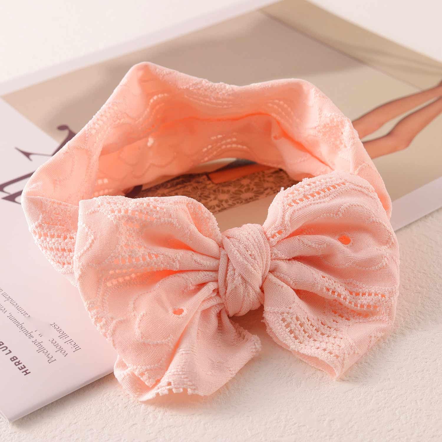 Baby Girl Fasce in nylon Bowknot Fasce elastiche per capelli Morbido copricapo carino per bambini Neonati (confezione da 3)(Rosa)