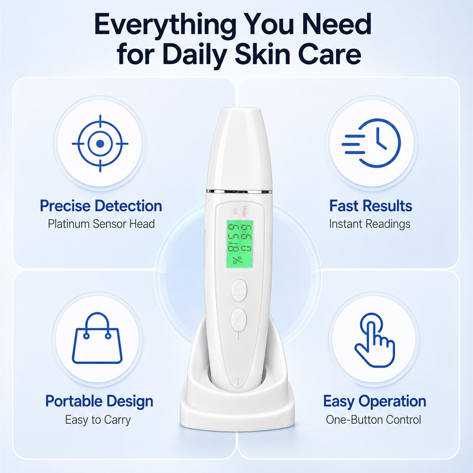 Facial Skin Tester, Smart Display, Skin Care, Portable Digital