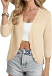 GRACE KARIN Women Lightweight Summer Cardigan Sweater 3/4 Sleeve Cropped Cardigan Casual Open Front Bolero Shrug