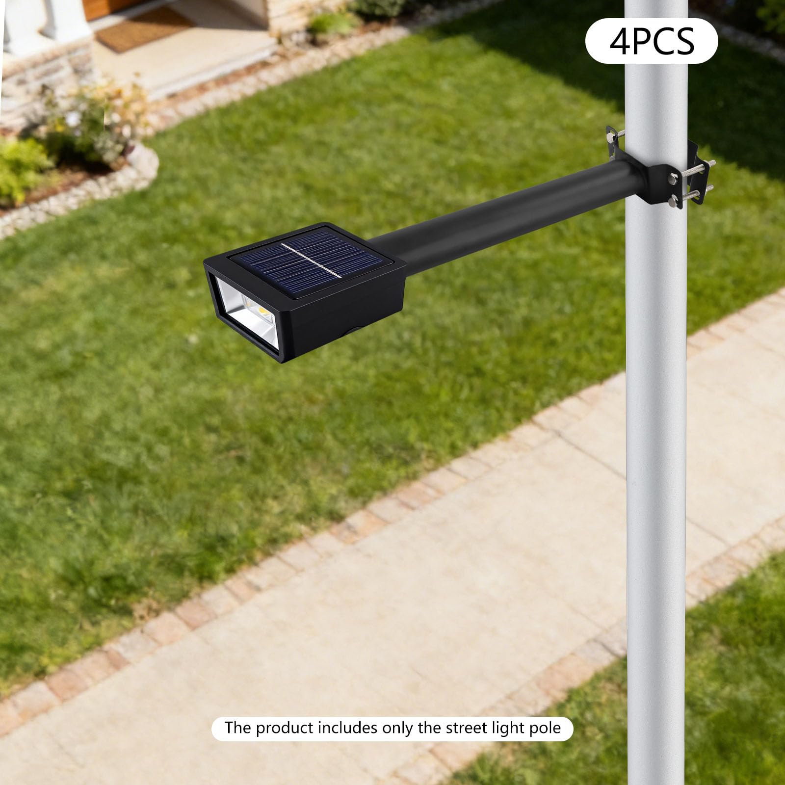 Lot de 4 supports de mât pour lampadaire sans perçage - Supports de mât de lumière - Mât d'antenne pour antennes TV, satellite, radio et Wi-Fi - Noir