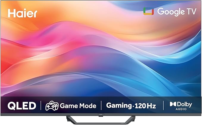 Haier QLED 4K UHD H55S80FUX - 55", Smart TV, Google TV, Dolby Audio, HDR 10, Smart Remote Control, Google Assistant, Bluetooth 5.1, 120 Hz Gaming, USB 2.0, DBX TV, HDMI 2.1 x 4, sans cadre, 2025