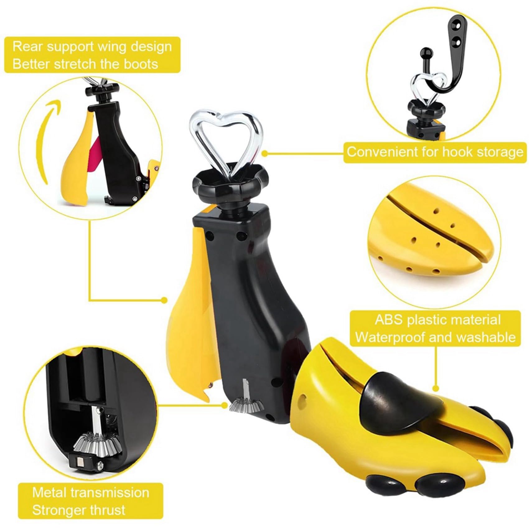 3X Ensanchador de Zapatos para Botas para Hombres, Expansor de Hormas para Mujeres, y Elástico, Botas Unisex Ajustables con Pies Anchos Amarillo