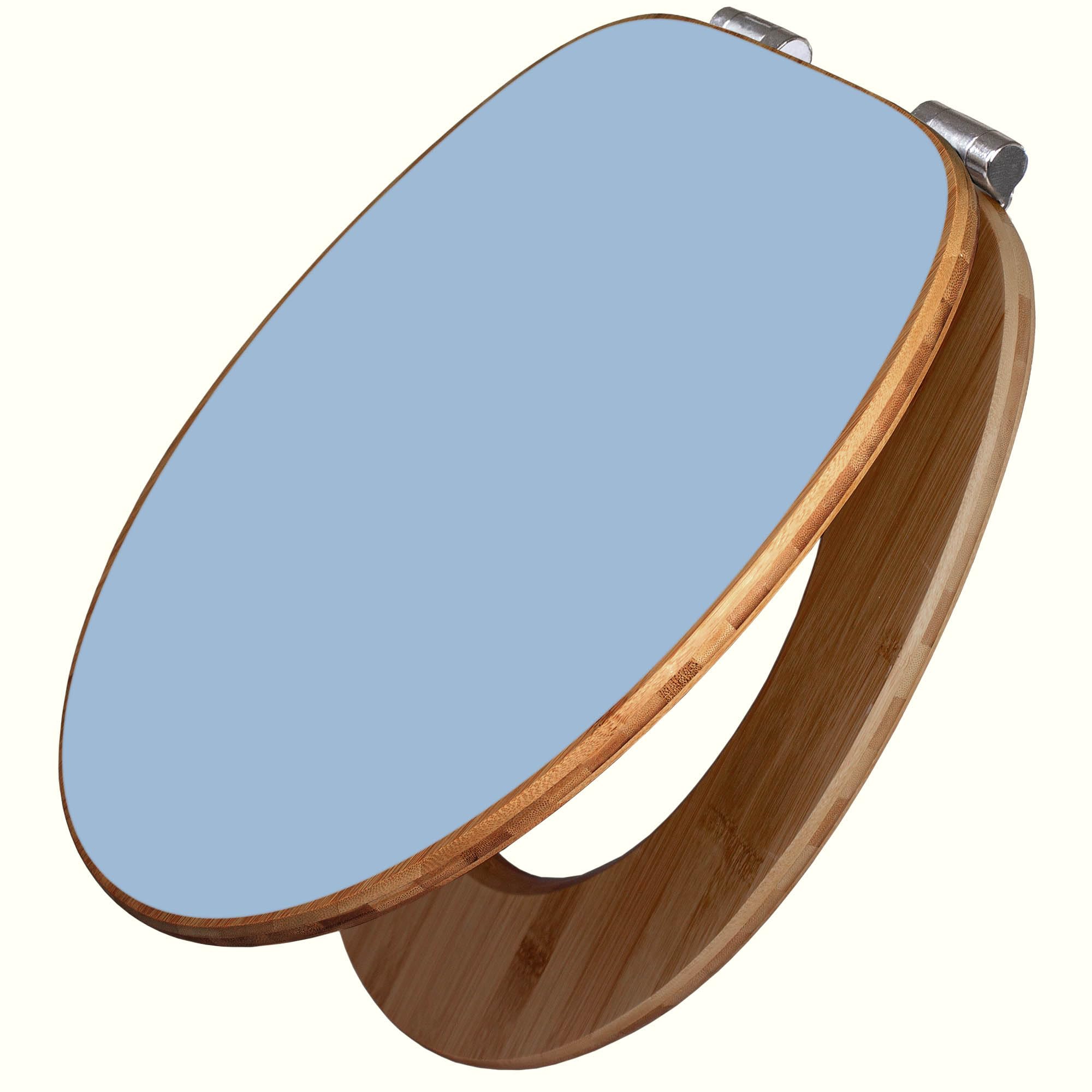 banjado Design WC Sitz Bambus Absenkautomatik 45,8x37,5cm - Toilettendeckel mit Absenkautomatik Holz - hochwertiger Bambus Klodeckel - WC-Sitz für gängigen Toiletten - Farbe Pastellblau
