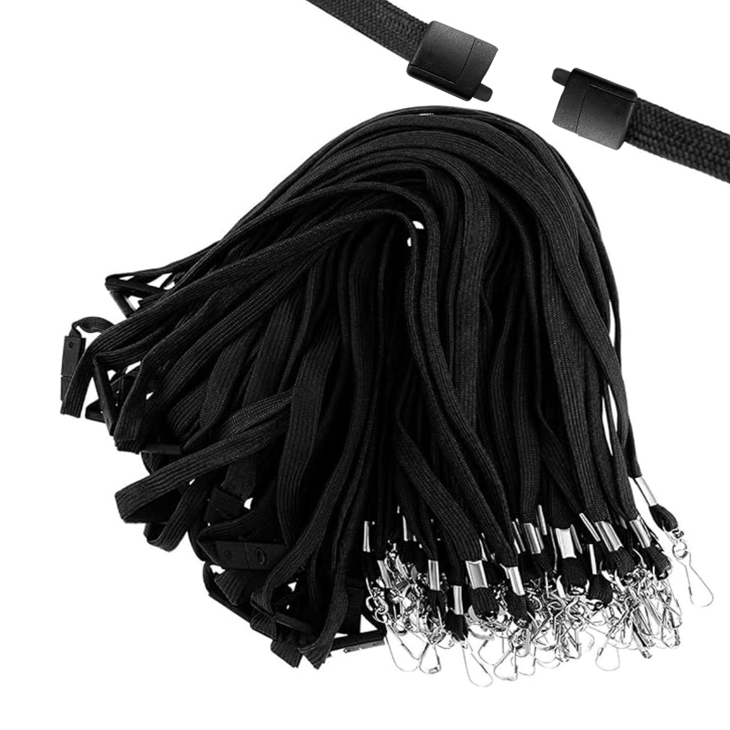 Safety Breakaway Lanyard with J-Hook – Flat Bulk Lanyards for ID Badges, Name Tags & Card Holders – 50 Pack Premium Cruise, Work, School Lanyards for