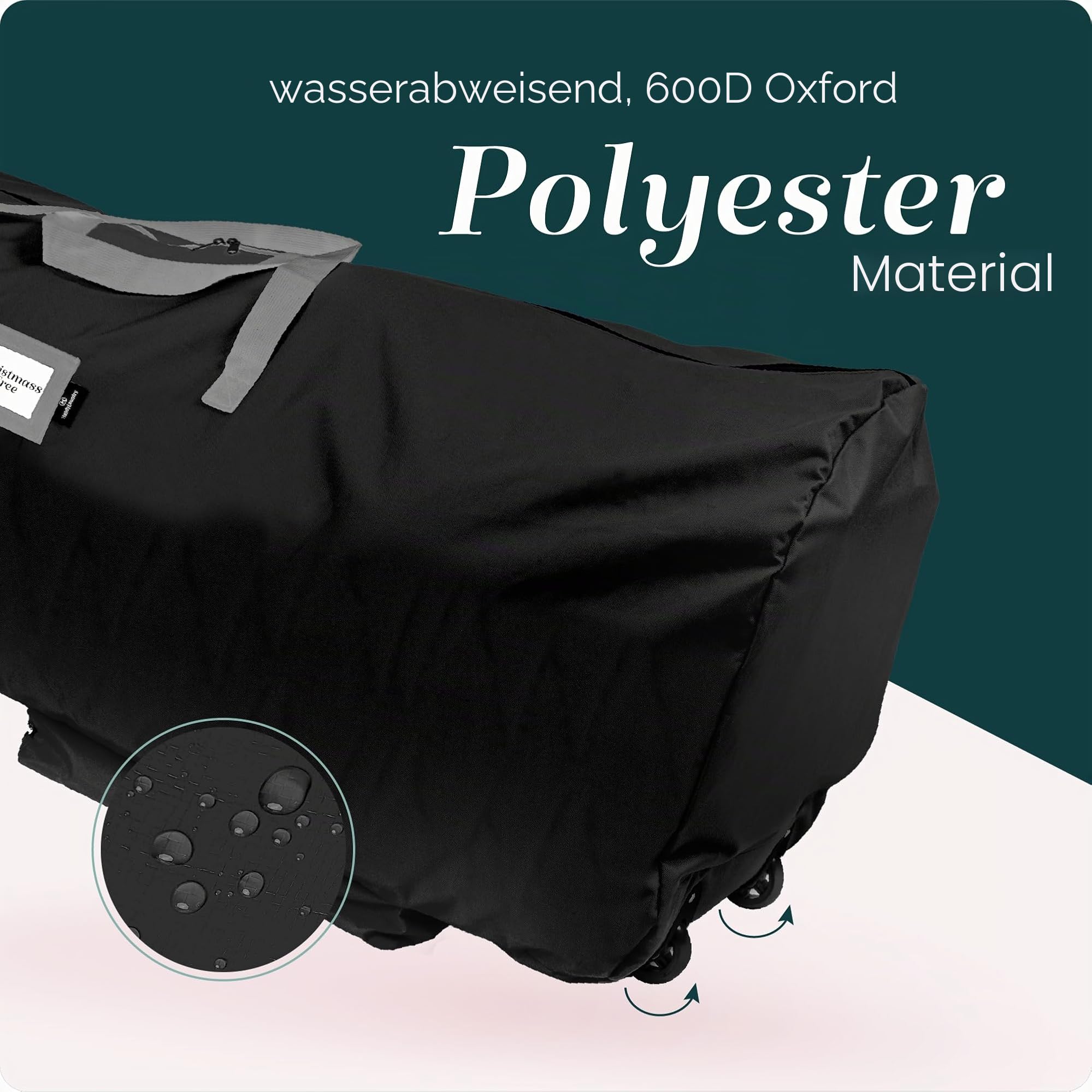 Handy Laundry Aufbewahrungstasche mit Rollen für Weihnachtsbäume – für künstliche Weihnachtsbäume bis 275 cm Reißverschlusstasche, Tragegriffe und Rollen für einfachen Transport. Schützt vor Staub