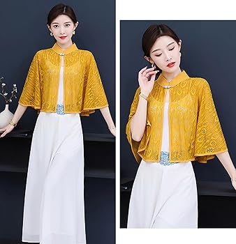 Amazon | [JIYUTOR] レースボレロ チャイナ風 ケープ 花