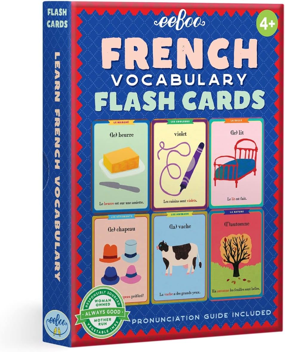 eeBoo: French Vocabulary Flash Cards, Learn French, Imaginative Problem Solving, Educational Games that Cultivates Conversation, Socialization, and Skill-Building, Perfect for Ages 4 and up
