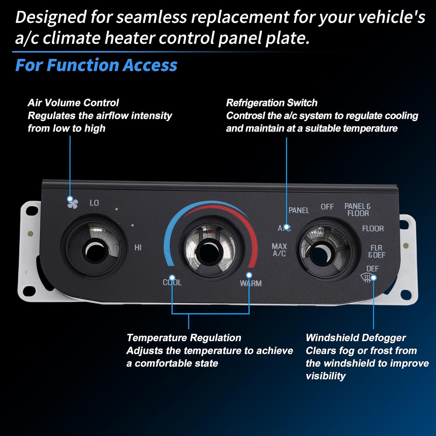 A/C Climate Heater Control Panel Plate for Ford F-150 1999-2004 Air Conditioning Dash Faceplate OE Number:2L3Z-19980-BA/XL3Z-19980-AA/1L2Z-19986-AA