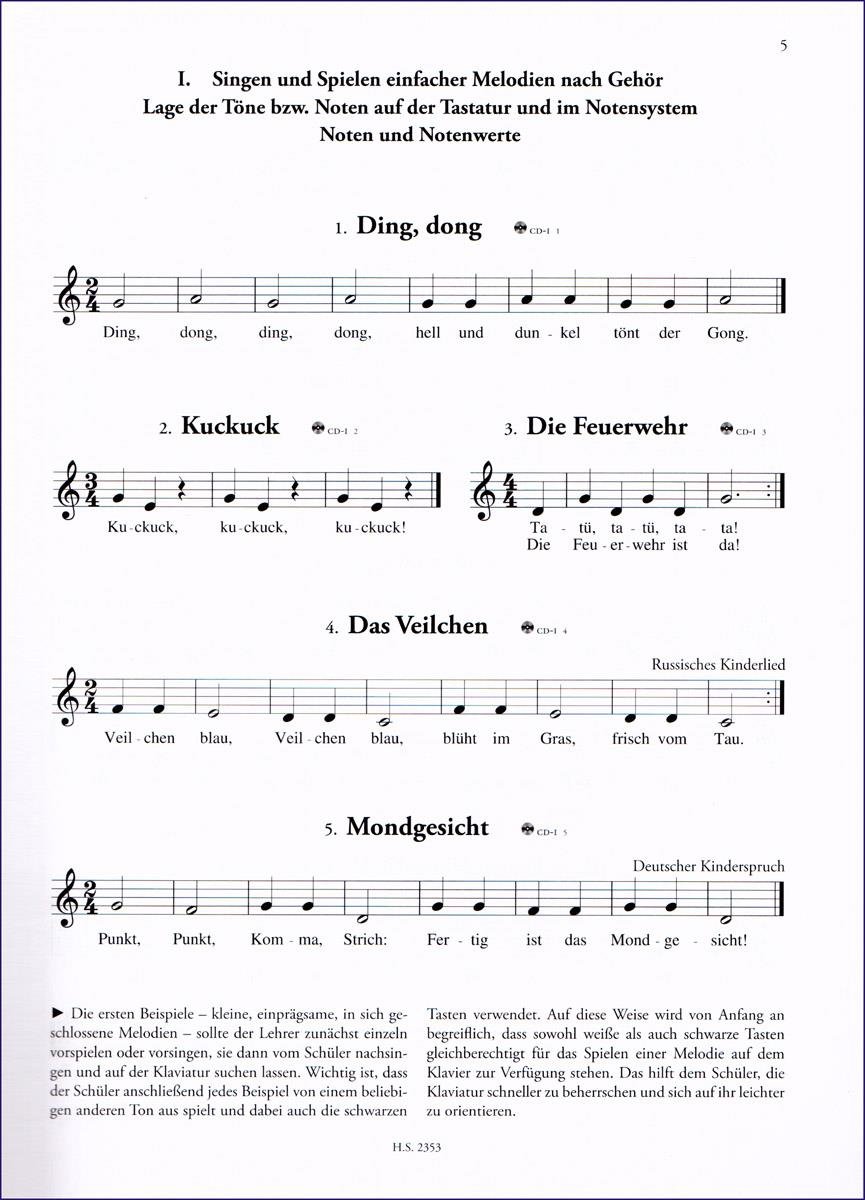 Die russische Klavierschule 1, 2, Spielband mit 2CDs - Unterrichtswerk für die Musikschulen von Julia Suslin - mit 3 herzförmigen Notenklammern