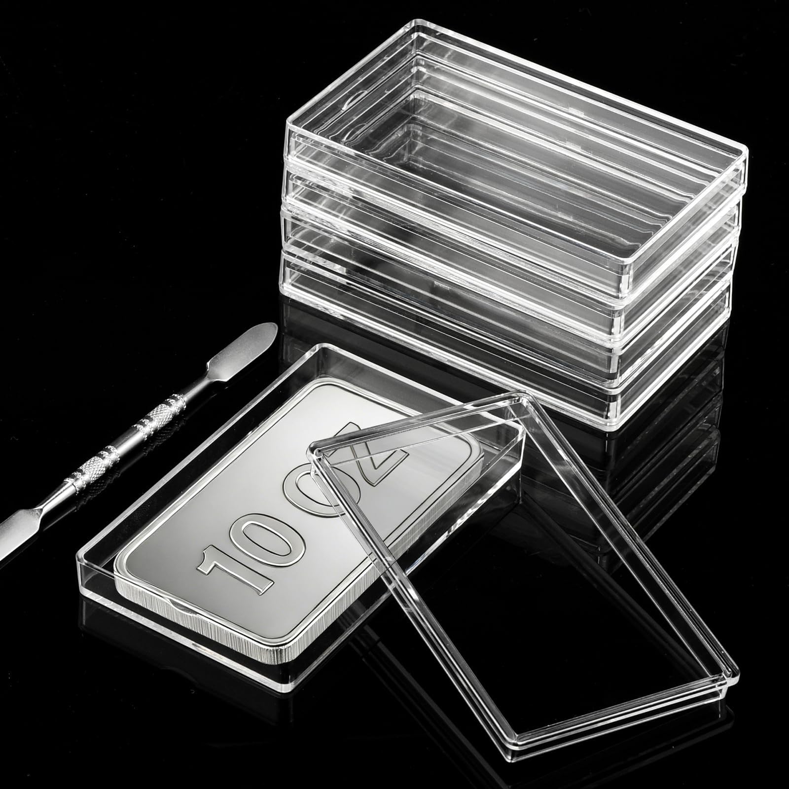 Silver Bar Holder, 10oz Silver Bar Capsule Storage 5Pcs Bar Capsule Container for 10 Ounce Silver Bar, Yn-SBH-10oz-5