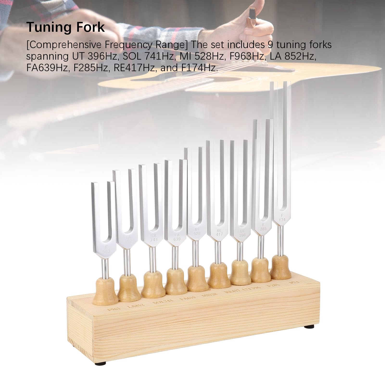 Generic Zestaw Kamertonów Zestaw Kamertonów Młotków 9 Solfeggio do Terapii Dźwiękiem Czakr Uzdrawiającej DNA 396 Hz 528 Hz 741 852 963 z