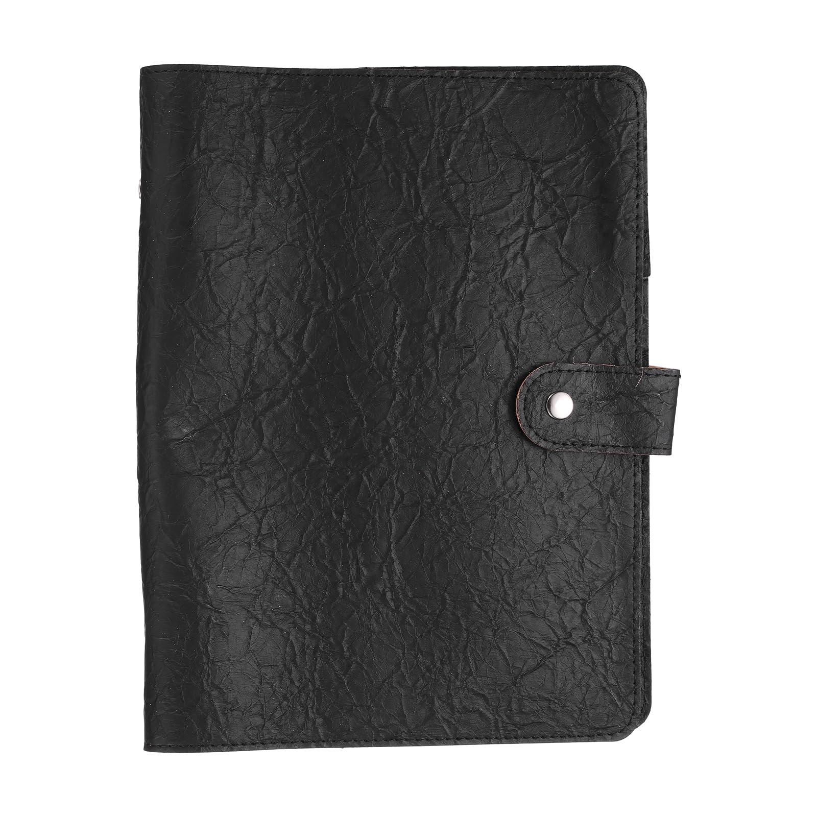 PATIKIL A5 Textured PU Leather Binder Protector, 8 Ring Waterproof Loose Leaf Binder Cover Refillable Soft Notebook Folder Cover for Planner Journal Photocard Collection, Black