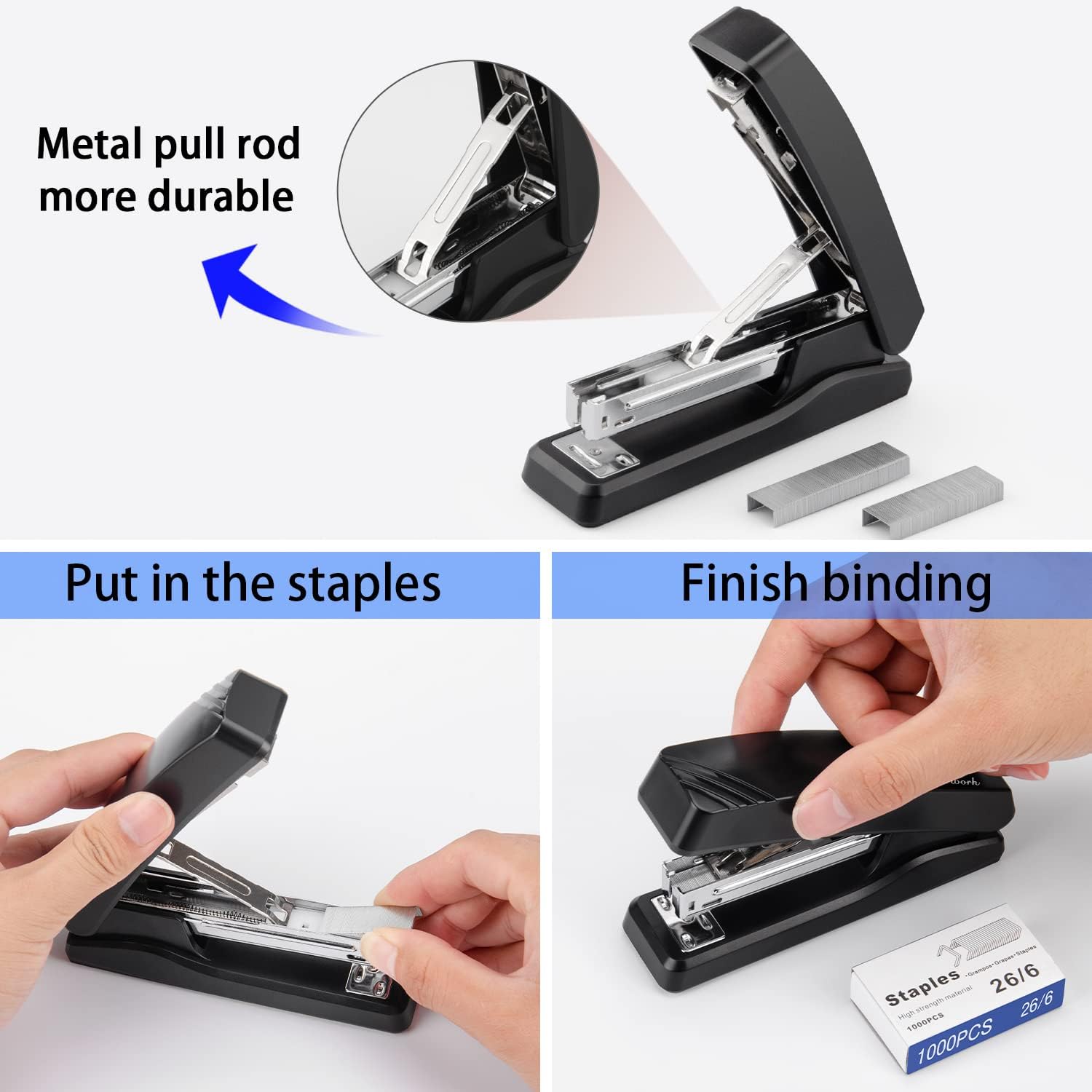 IMLIKE Heavy Duty Stapler & Desktop Office Stapler - 100 Sheets High Capacity Office Stapler & 2 Pack of Half Strip Desk Staplers, 25 Sheets Capacity - Suitable for Oficce, Home & School